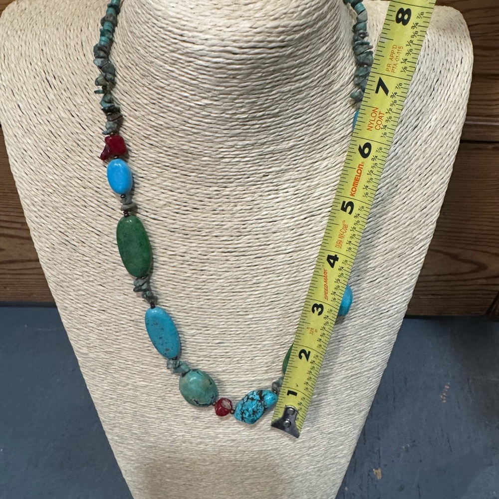 Genuine Turquoise and Green Beaded Necklace - Picture 2 of 2